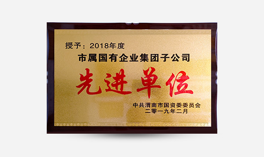 授予：2018年度市屬?lài)衅髽I(yè)集團子公司先進(jìn)單位